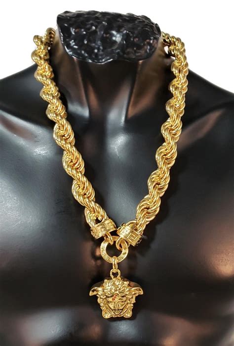 versace goldkette|Versace gold chain necklace.